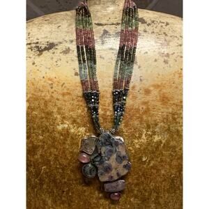 Amy Kahn Russell Necklace & Pendant/Brooch Sterling Silver & Tourmaline Vintage